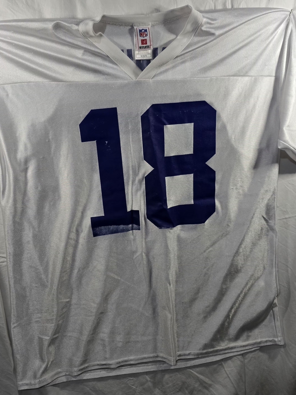 NFL White Men's Jersey with Navy Blue Number 18